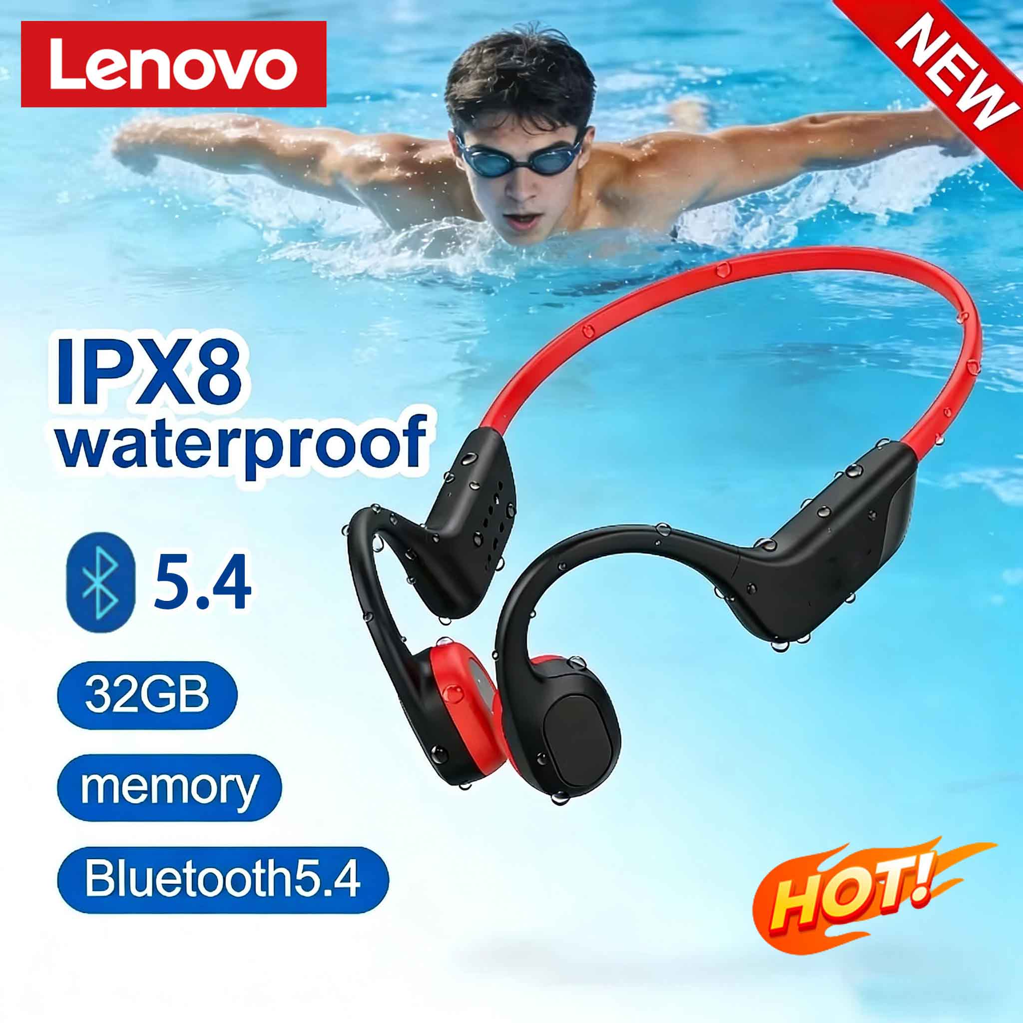 Lenovo Bone Conduction Headset - Bone Conduction Running Headphones ulasan dan harga