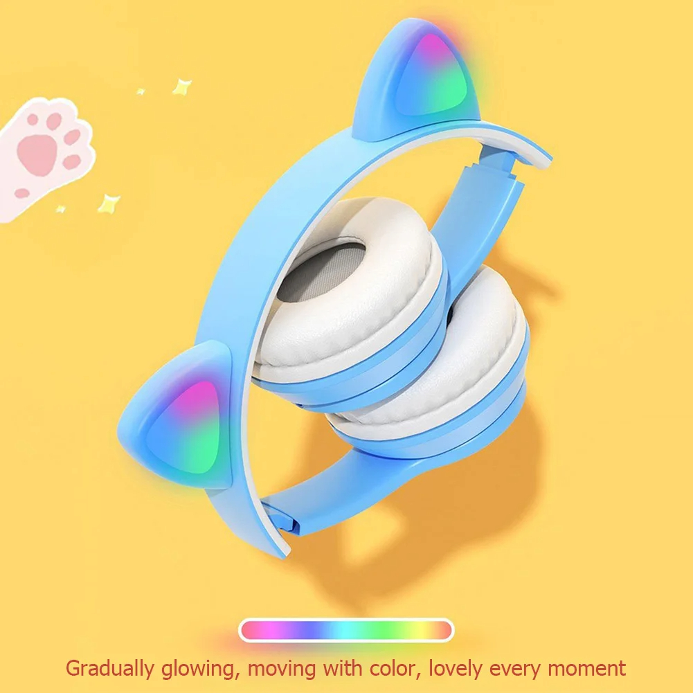 Cute Cat Ear Wireless Headphon - Cat Ear Bluetooth Headset Led ulasan dan harga
