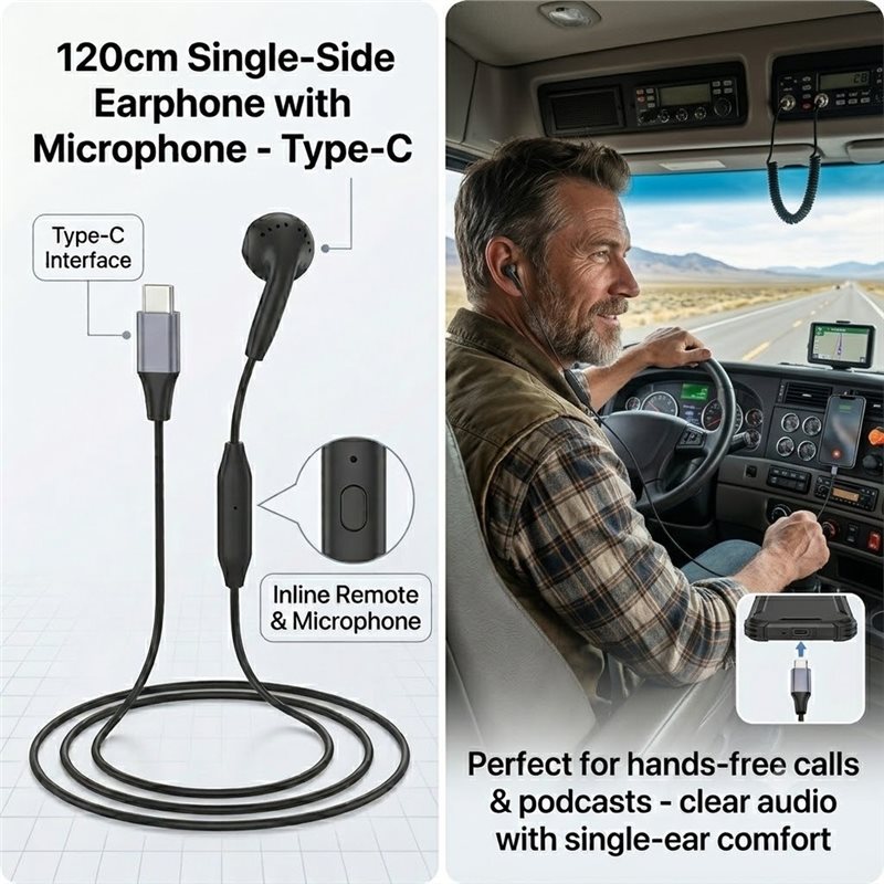 DT75BG Type C Single Earbud wi - Type C Wired Earphones With Mic ulasan dan harga