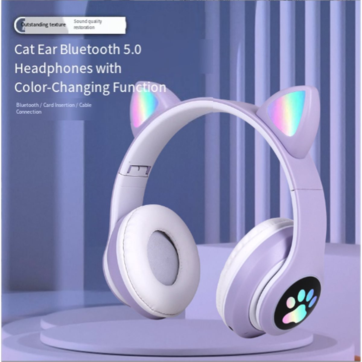 DT75BG Cute Cat Ear Bluetooth  - Cat Ear Bluetooth Headset Led ulasan dan harga